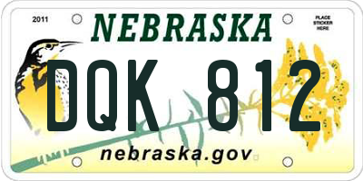 NE license plate DQK812
