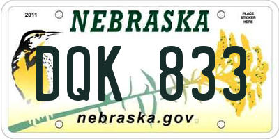 NE license plate DQK833