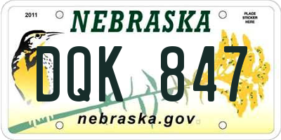 NE license plate DQK847