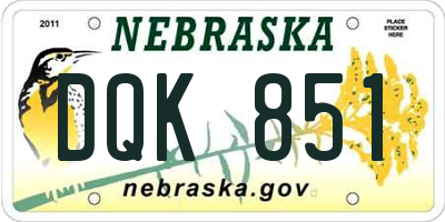 NE license plate DQK851