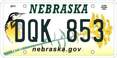 NE license plate DQK853