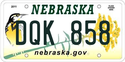 NE license plate DQK858