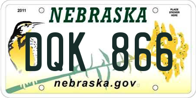 NE license plate DQK866