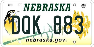 NE license plate DQK883