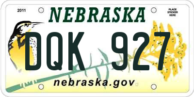 NE license plate DQK927