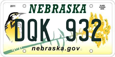 NE license plate DQK932
