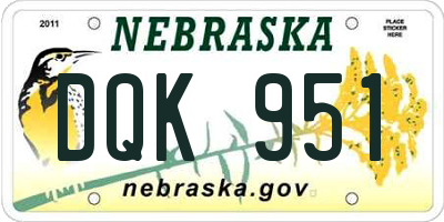 NE license plate DQK951