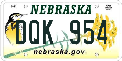 NE license plate DQK954