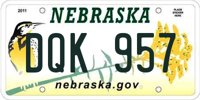 NE license plate DQK957