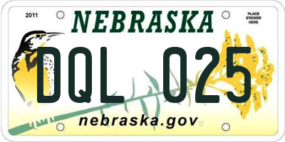 NE license plate DQL025