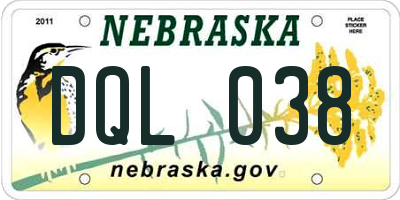 NE license plate DQL038