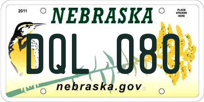 NE license plate DQL080