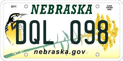 NE license plate DQL098