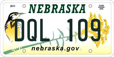NE license plate DQL109