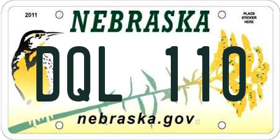 NE license plate DQL110