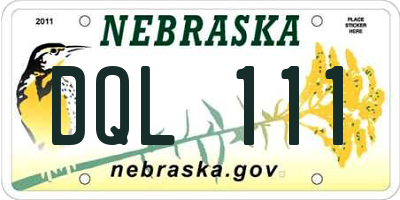 NE license plate DQL111