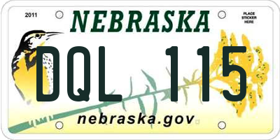 NE license plate DQL115