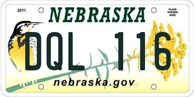 NE license plate DQL116