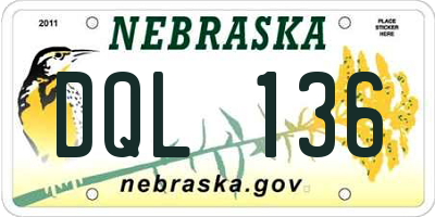 NE license plate DQL136