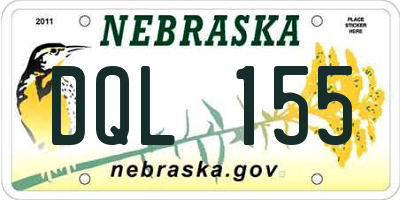 NE license plate DQL155