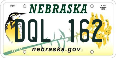 NE license plate DQL162