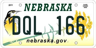 NE license plate DQL166