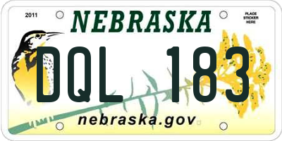 NE license plate DQL183