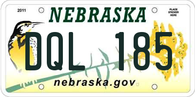 NE license plate DQL185