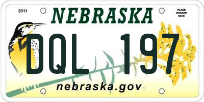 NE license plate DQL197