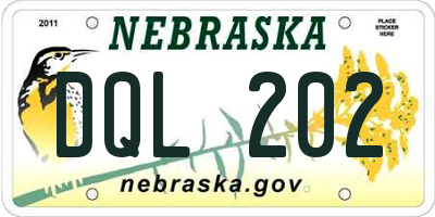 NE license plate DQL202