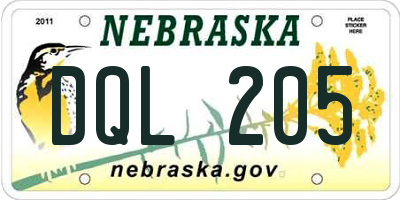 NE license plate DQL205