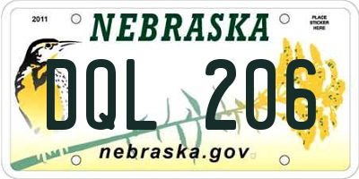 NE license plate DQL206