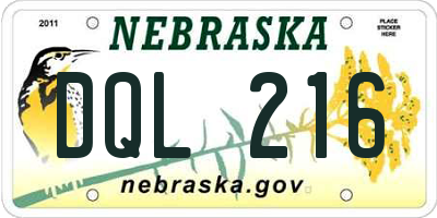 NE license plate DQL216