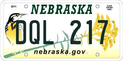 NE license plate DQL217