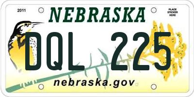 NE license plate DQL225