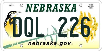 NE license plate DQL226
