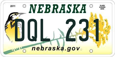 NE license plate DQL231