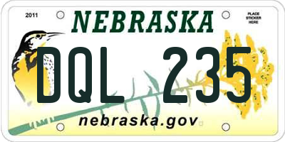 NE license plate DQL235