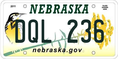 NE license plate DQL236
