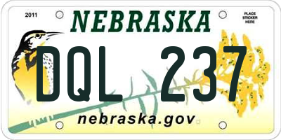 NE license plate DQL237