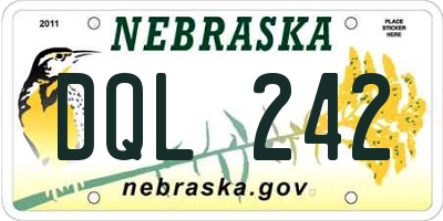 NE license plate DQL242
