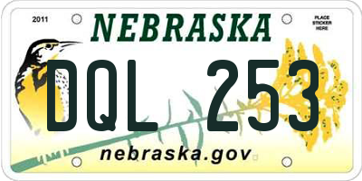 NE license plate DQL253