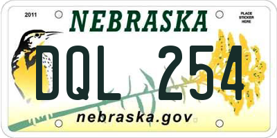 NE license plate DQL254