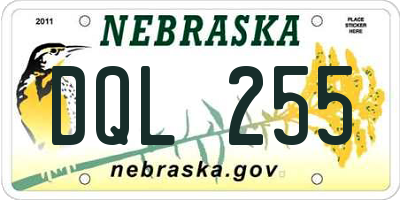 NE license plate DQL255
