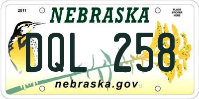 NE license plate DQL258