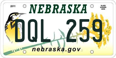 NE license plate DQL259