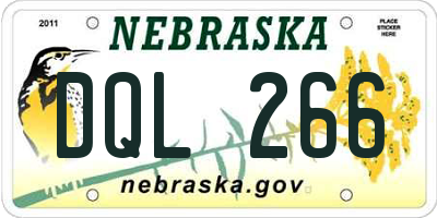 NE license plate DQL266