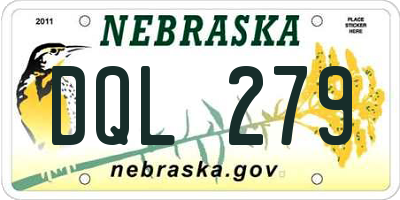 NE license plate DQL279