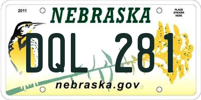NE license plate DQL281