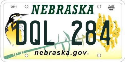 NE license plate DQL284